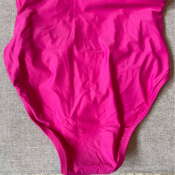 NWT J. Crew Flamingo Pink Ruffle Plunge Lined Ruched Side Padded Cup Swimsuit - Picture 6 of 15